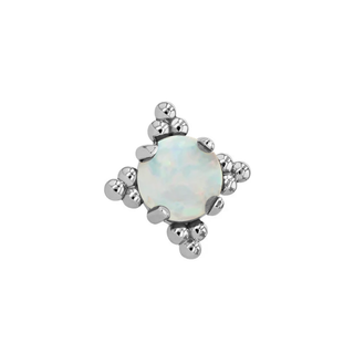 Zia threadless end with 3mm white opal in white gold
