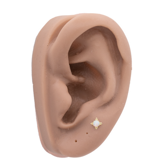 Zia threadless end with 3mm white opal in rose gold
