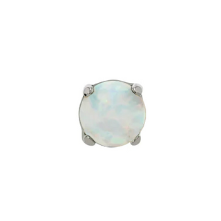 Ziana threadless end with 4mm prong white opal end in white gold