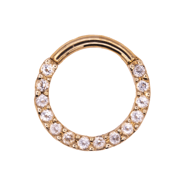 Gem hinged ring with white topaz gems in rose gold, 16g, 5/16 ...
