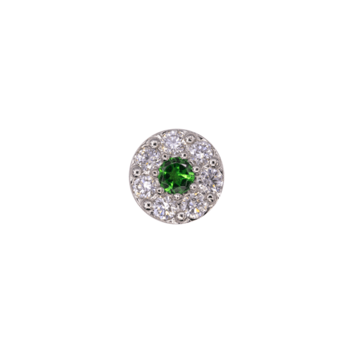 Threaded Altura end in platinum with chrome tsavorite and diamonds, 6.5mm overall